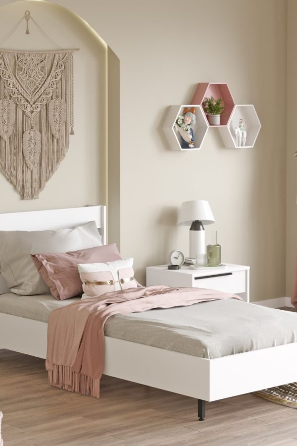 Ocean Tek Kişilik Karyola Metal Ayaklı 160*200 cm Beyaz ON13-W