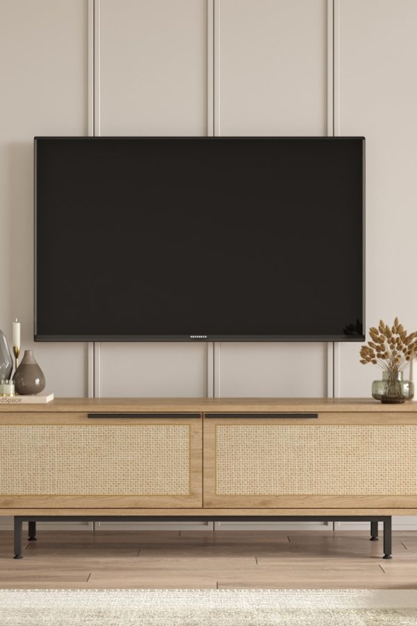 Ocean Tv Ünitesi Sehpası Metal Ayaklı Uv Baskı 160cm Sepet-Jüt ON1-SU