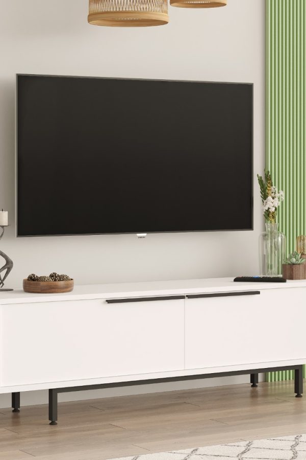 Ocean Tv Ünitesi Sehpası Metal Ayaklı 160cm Beyaz ON1-W