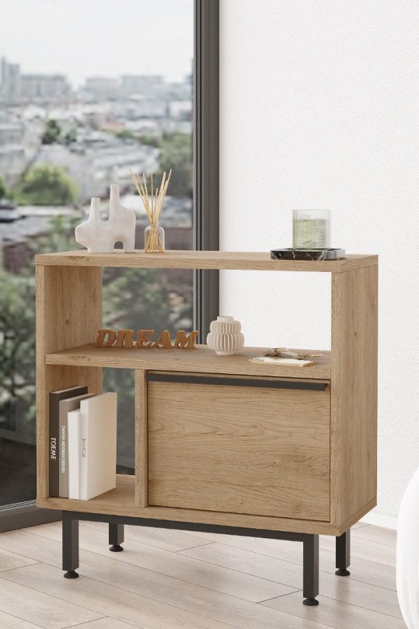 Ocean Yan Sehpa Komodin Kapaklı Metal Ayaklı  Sepet ON6-S