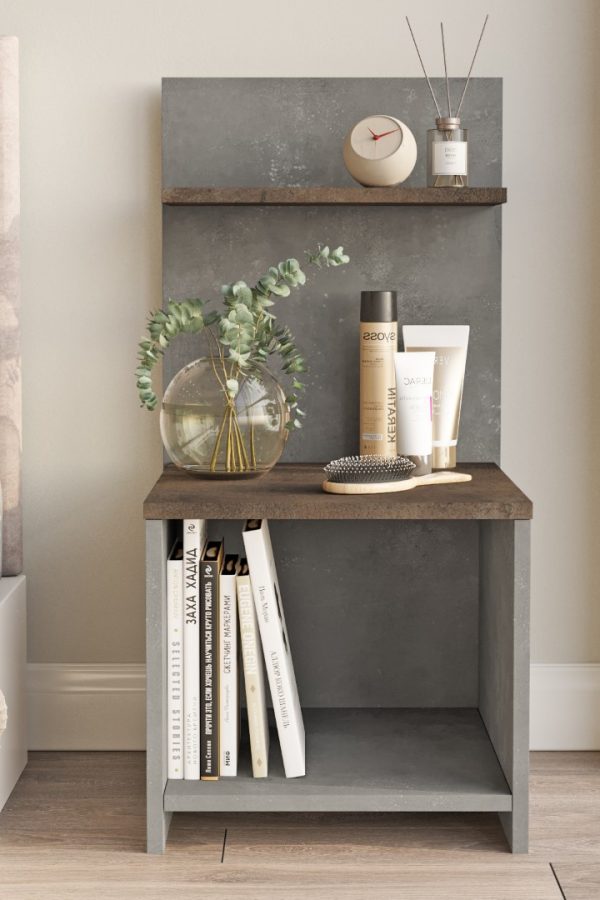 Palas Komodin Raflı Beton-Bronz PS1-GP