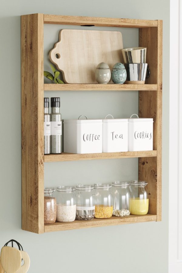 Pera 3'lü Duvar Rafı Mutfak Banyo Rafı Atlantik Çam PR1-A