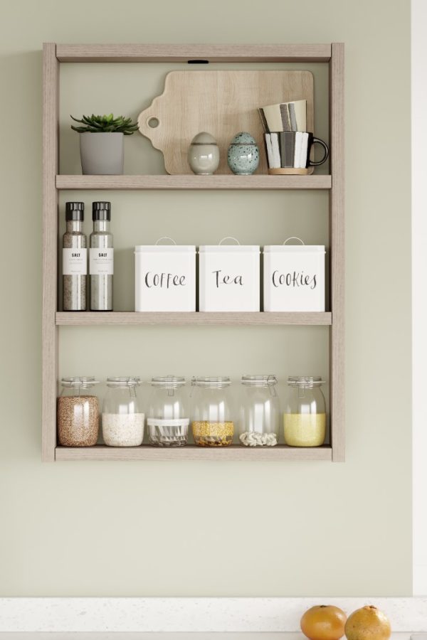 Pera 3'lü Duvar Rafı Mutfak Banyo Rafı Meşe PR1-O