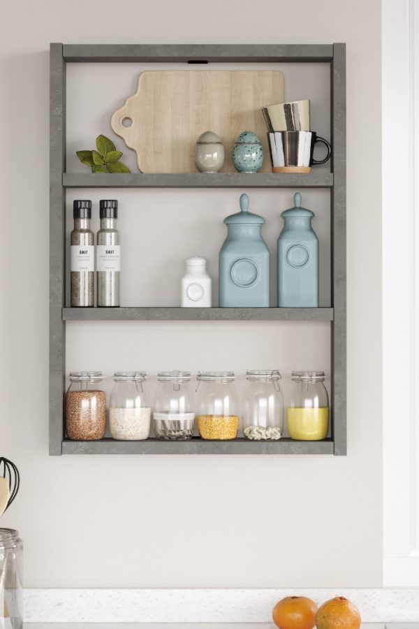 Pera 3'lü Duvar Rafı Mutfak Banyo Rafı Beton PR1-RG