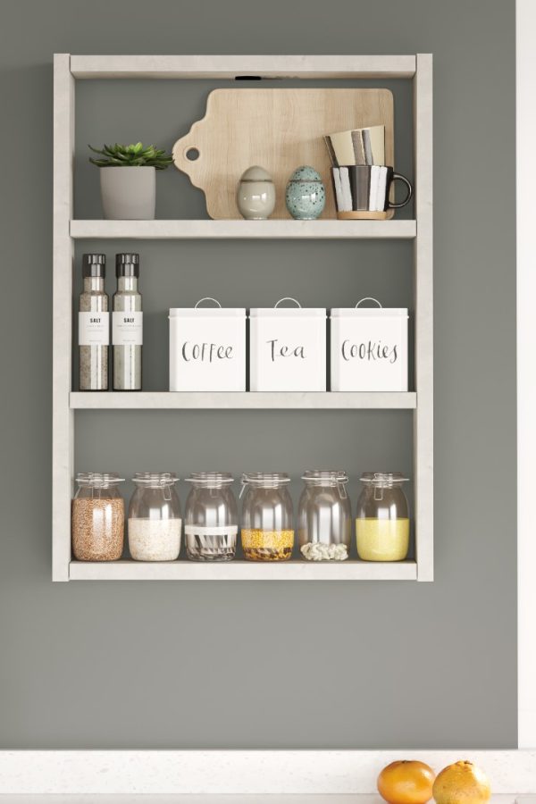 Pera 3'lü Duvar Rafı Mutfak Banyo Rafı Taş PR1-RT