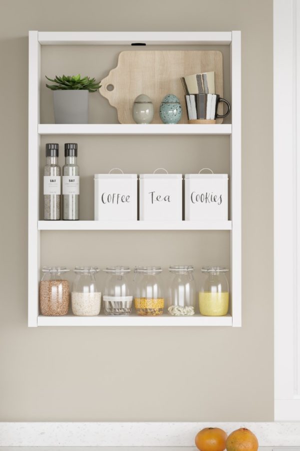 Pera 3'lü Duvar Rafı Mutfak Banyo Rafı Beyaz PR1-W