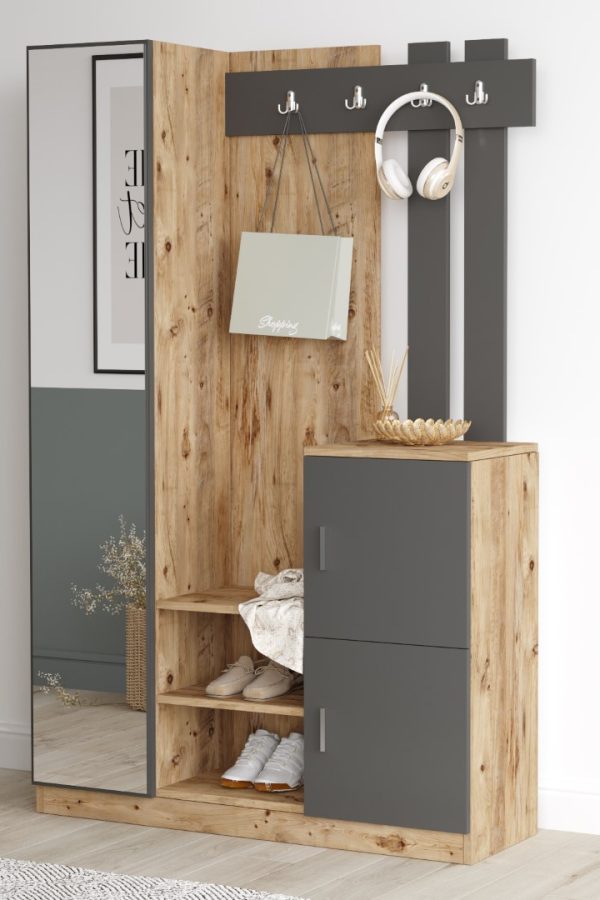 Roger Vestiyer Portmanto Ayakkabılık Çam-Antrasit DD7-AA