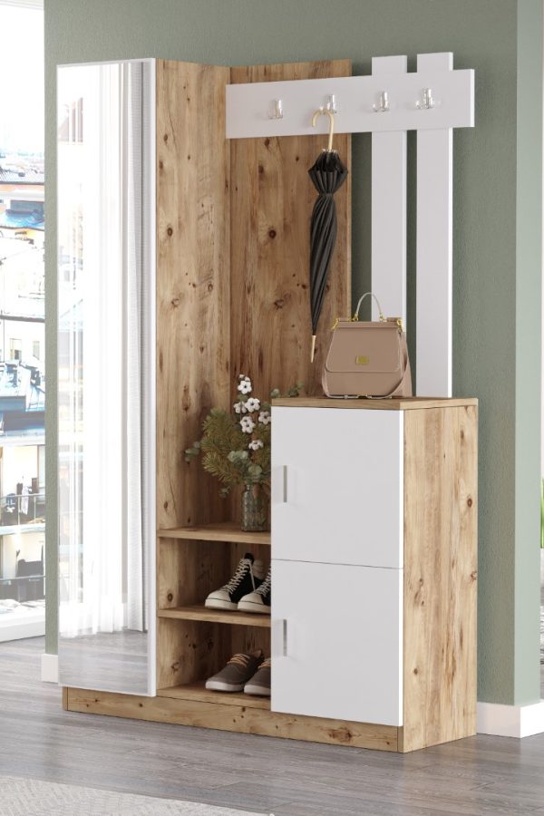 Roger Vestiyer Portmanto Ayakkabılık Çam-Beyaz DD7-AW