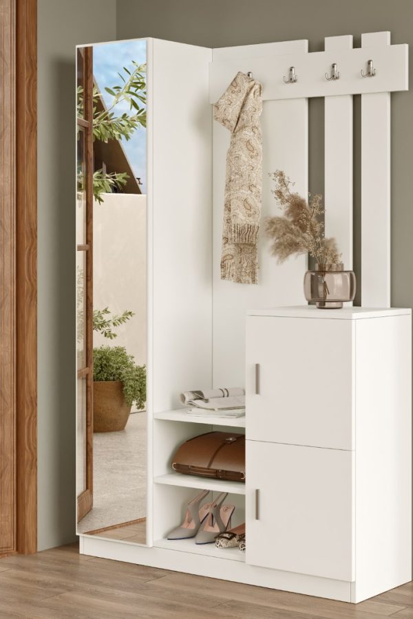 Roger Vestiyer Portmanto Ayakkabılık Beyaz DD7-W