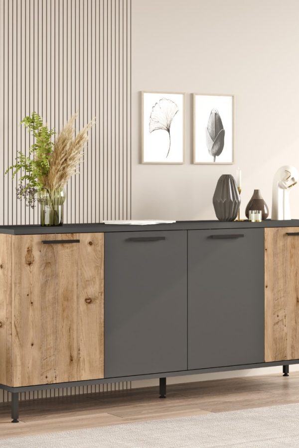 Royal Konsol 4 Kapaklı Metal Ayaklı Çam RL4-AA