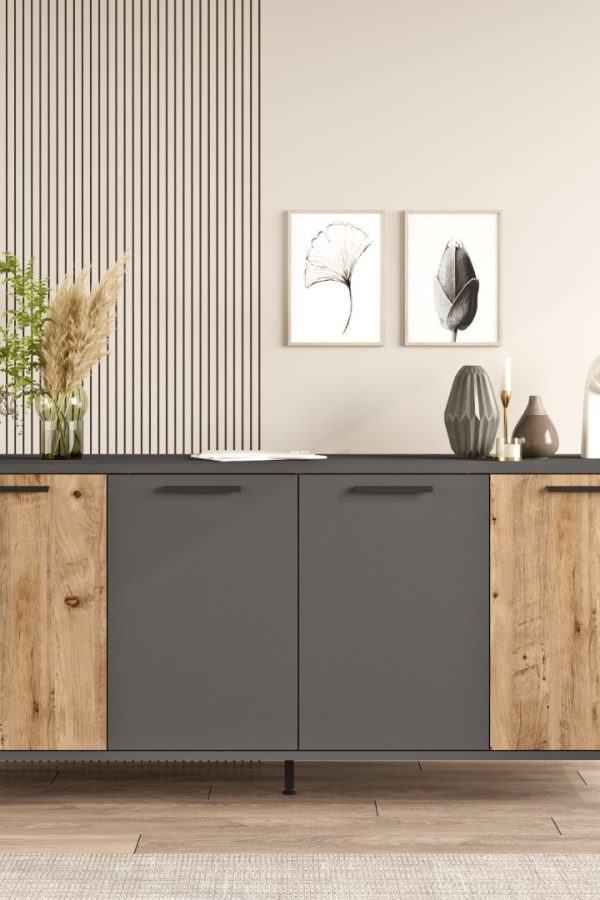 Royal Konsol 4 Kapaklı Metal Ayaklı Çam RL4-AA