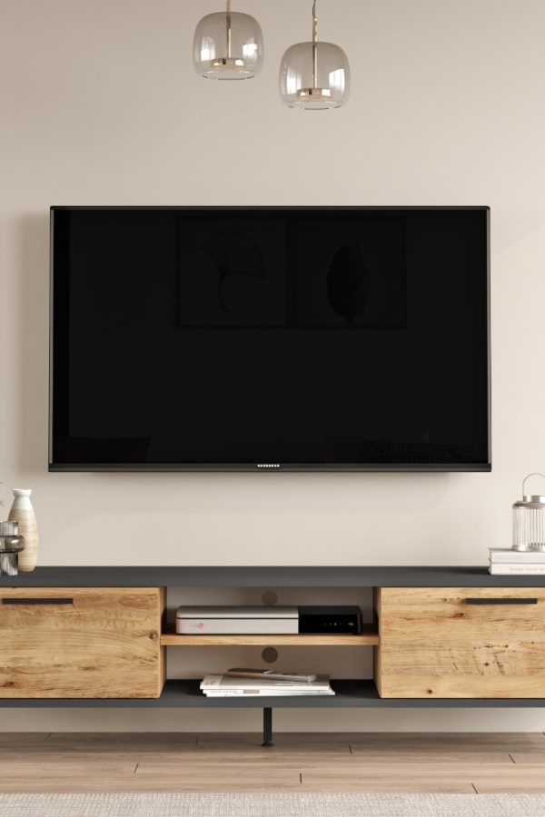 Royal Tv Ünitesi 2 Kapaklı Metal Ayaklı Çam RL1-AA