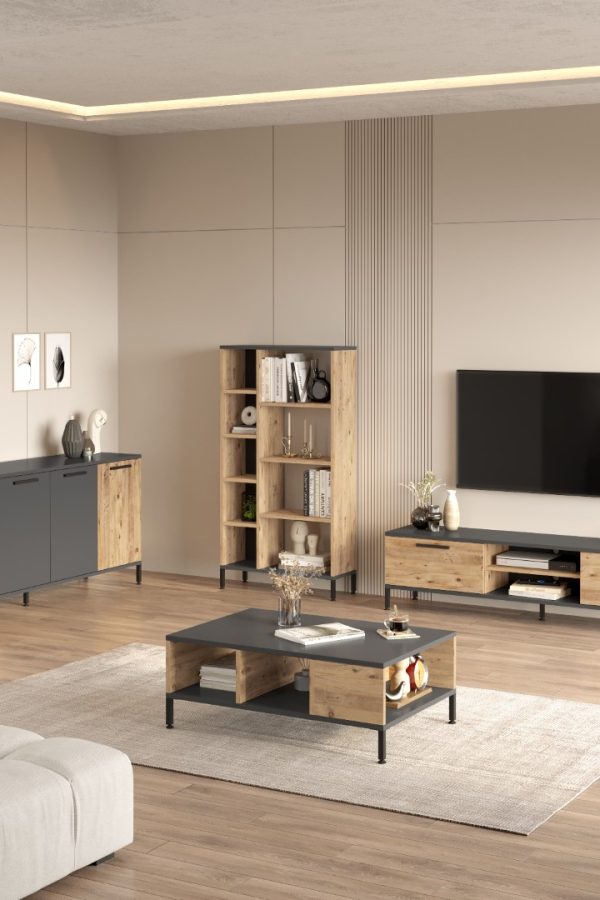 Royal Tv Ünitesi Orta Sehpa Konsol Kitaplık 4'Lü Set Çam RL6-AA