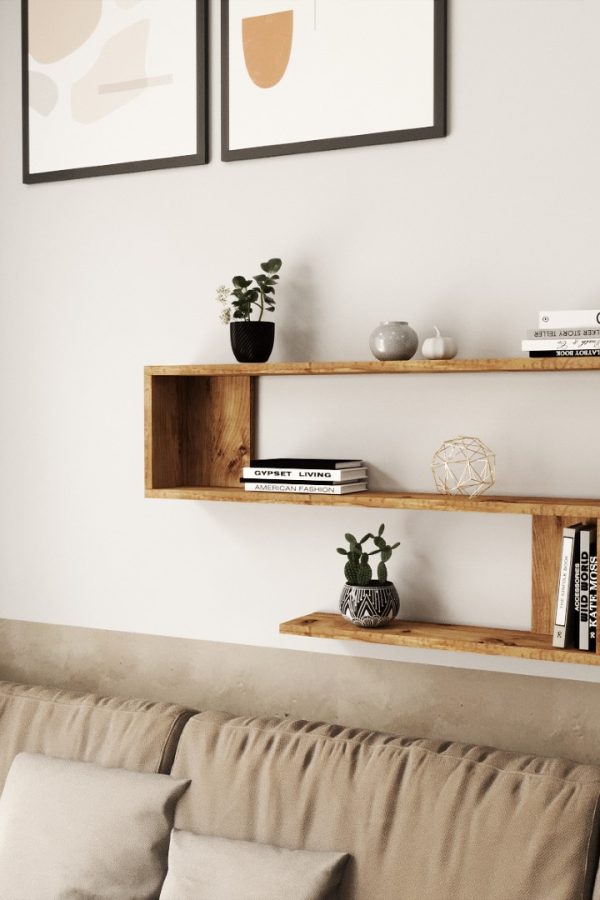 Shelf R10 Modern Duvar Rafı Kitaplık Atlantik Çam WL10-A