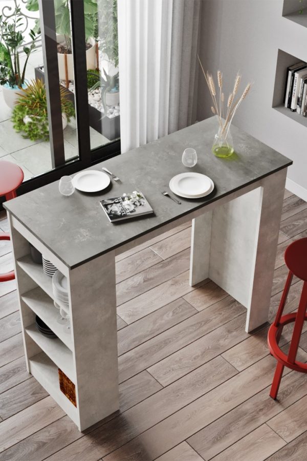 Style Bar Masası Mutfak Yemek Masası Beton-Taş ST1-GT