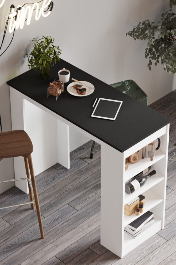 Style Bar Masası Mutfak Yemek Masası Siyah-Beyaz ST1-LW