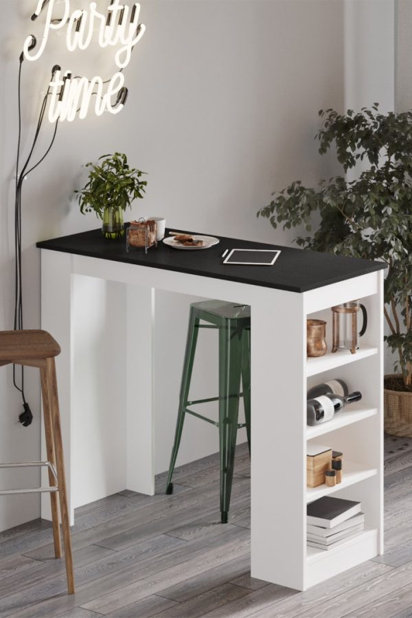 Style Bar Masası Mutfak Yemek Masası Siyah-Beyaz ST1-LW
