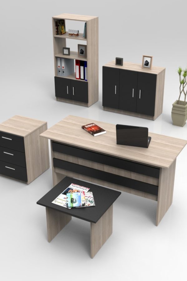Vario ABCDE Ofis Büro Masa Takımı Meşe-Siyah VO14-OB