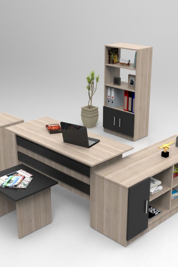 Vario ABCDF Ofis Büro Masa Takımı Meşe-Siyah VO15-OB