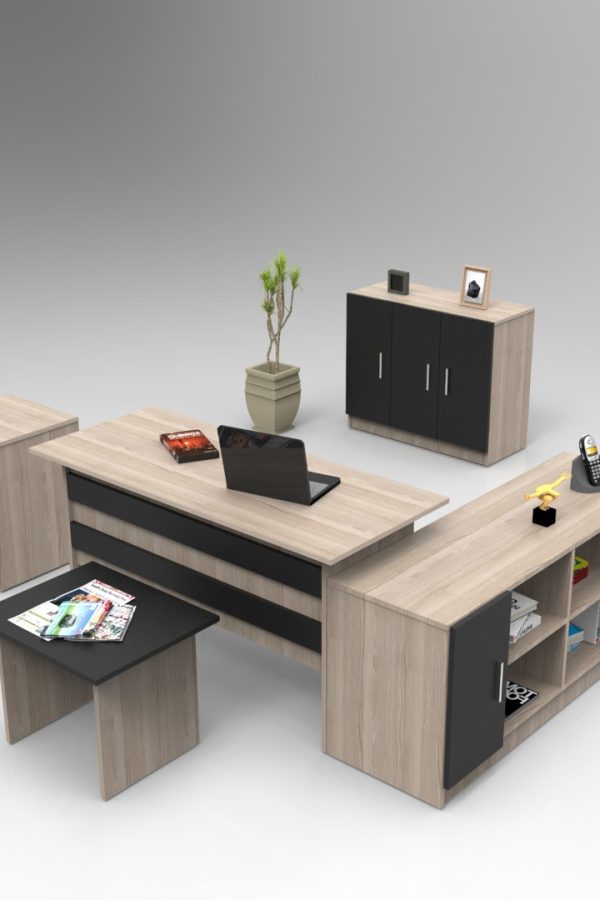 Vario ABCEF Ofis Büro Masa Takımı Meşe-Siyah VO16-OB