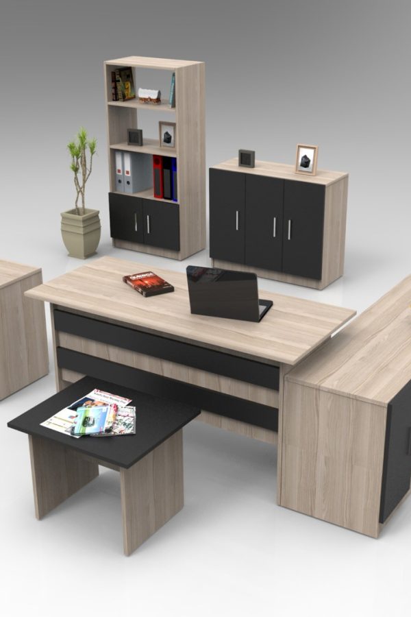 Vario ABCDEF Ofis Büro Masa Takımı Meşe-Siyah VO17-OB