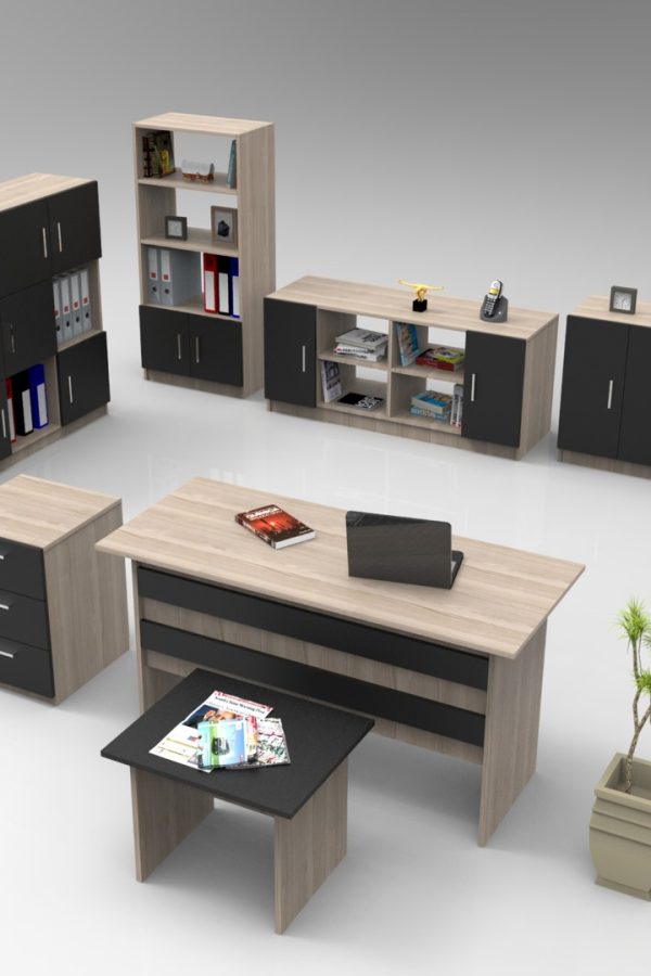 Vario ABCDEFG Ofis Büro Masa Takımı Meşe-Siyah VO18-OB