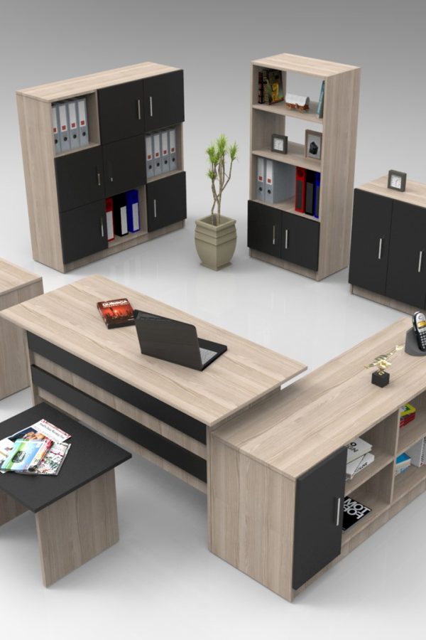 Vario ABCDEFG2 Ofis Büro Masa Takımı Meşe-Siyah VO19-OB