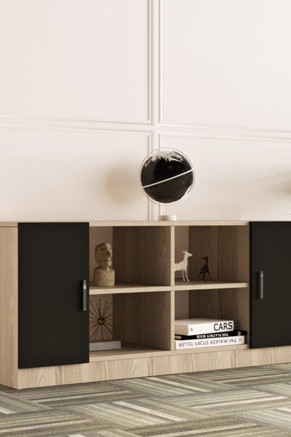 Vario F Ofis Kapaklı Kitaplık Dolap Meşe-Siyah VO6-OB