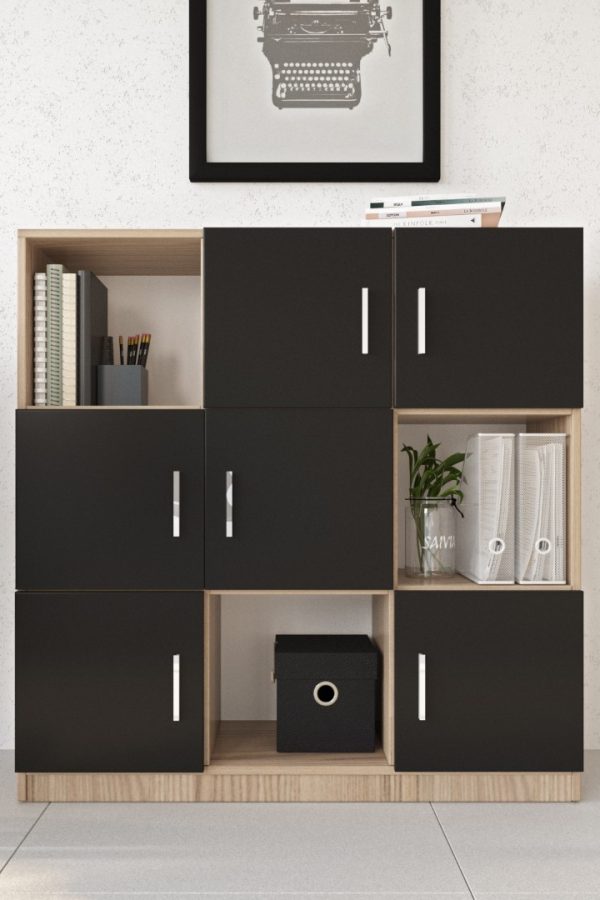 Vario G Ofis Klasör Dolabı Kitaplık Meşe-Siyah VO7-OB