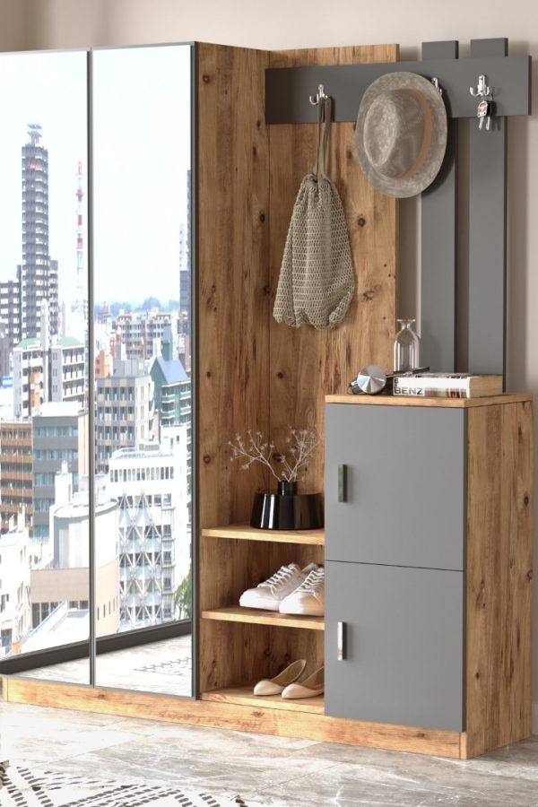 Visor Vestiyer Portmanto Ayakkabılık Çam-Antrasit DD8-AA