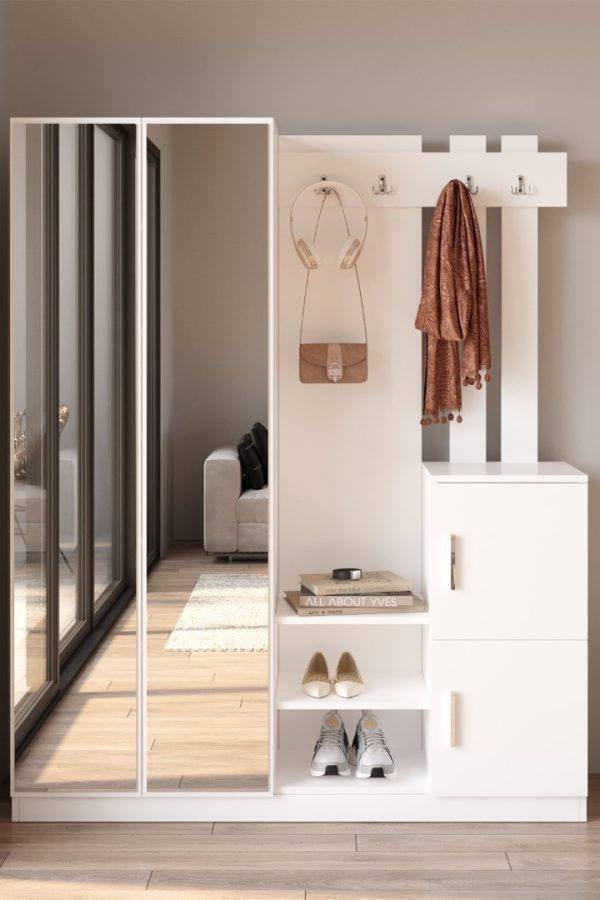 Visor Vestiyer Portmanto Ayakkabılık Beyaz DD8-W