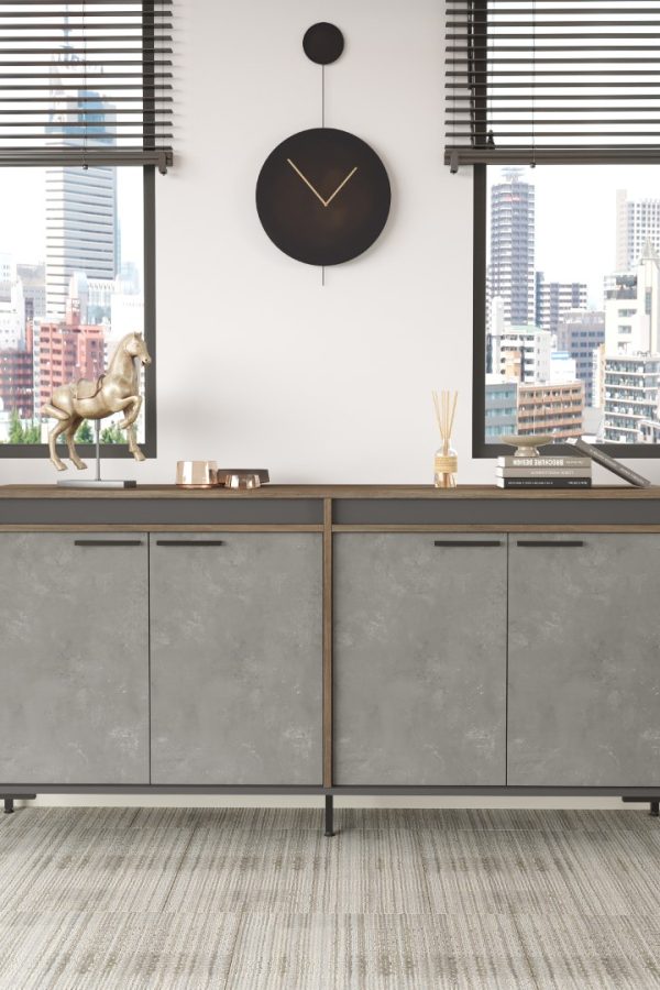 Vista E Ofis Konsol Klasör Dolabı Metal Ayaklı Kahve-Beton-Antrasit VS5-CGA