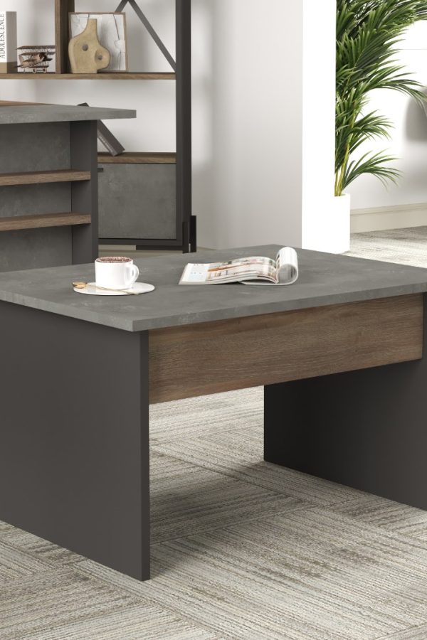 Vista B Ofis Sehpası 80cm*60cm Kahve-Beton-Antrasit VS2-CGA