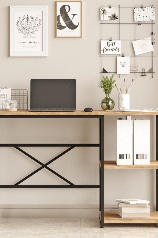 Voyage Metal Çalışma Masası Raflı 120cm VG22-A Çam