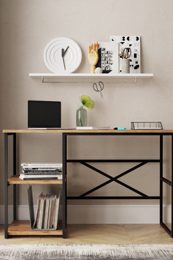 Voyage Metal Çalışma Masası Raflı 120cm VG23-A Çam