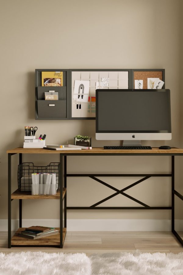 Voyage Metal Çalışma Masası Raflı 140cm VG26-A Çam