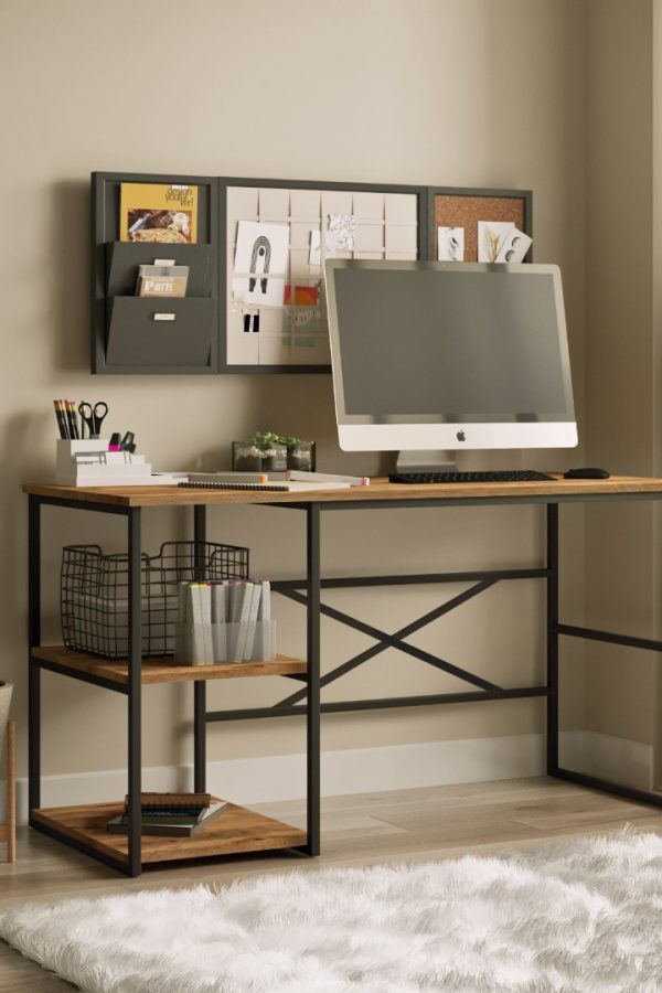 Voyage Metal Çalışma Masası Raflı 140cm VG26-A Çam