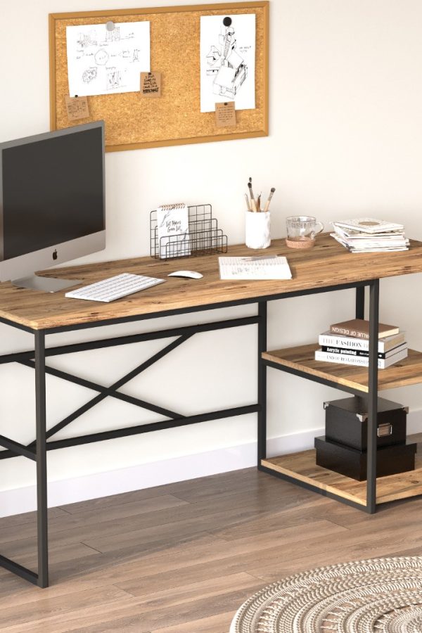 Voyage Metal Çalışma Masası Raflı 160cm VG28-A Çam