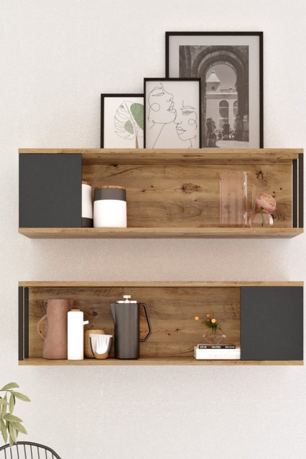 Voyage Duvar Rafı Kitaplık 2'Li Set VG18-A