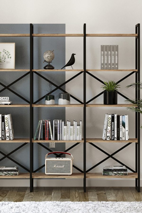 Voyage Metal Kitaplık 5 Raflı Geniş 3 Bölme 175cm VG6-A