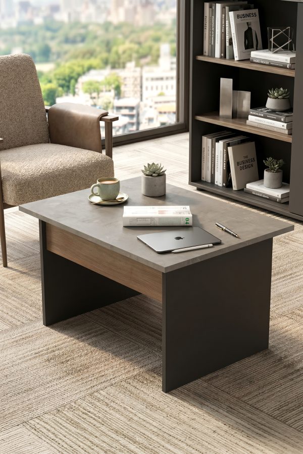 Vista B Ofis Sehpası 80cm*60cm Kahve-Beton-Antrasit VS2-CGA