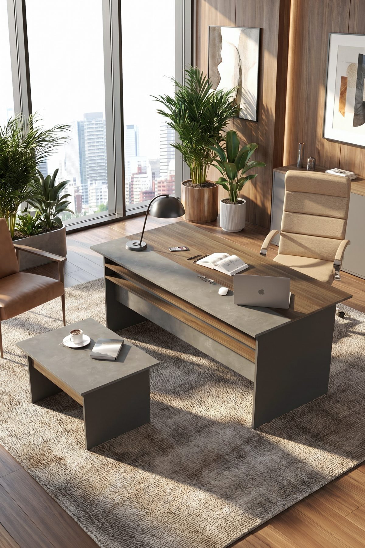 Vista AB Ofis Büro Masa Takımı Kahve-Beton-Antrasit VS6-CGA