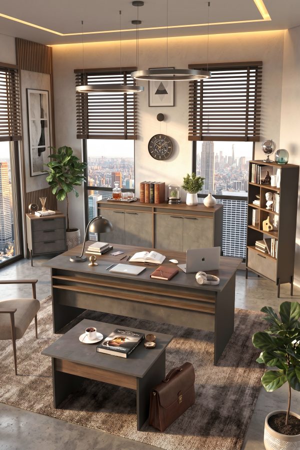 Vista ABCDE Ofis Büro Masa Takımı Kahve-Beton-Antrasit VS9-CGA