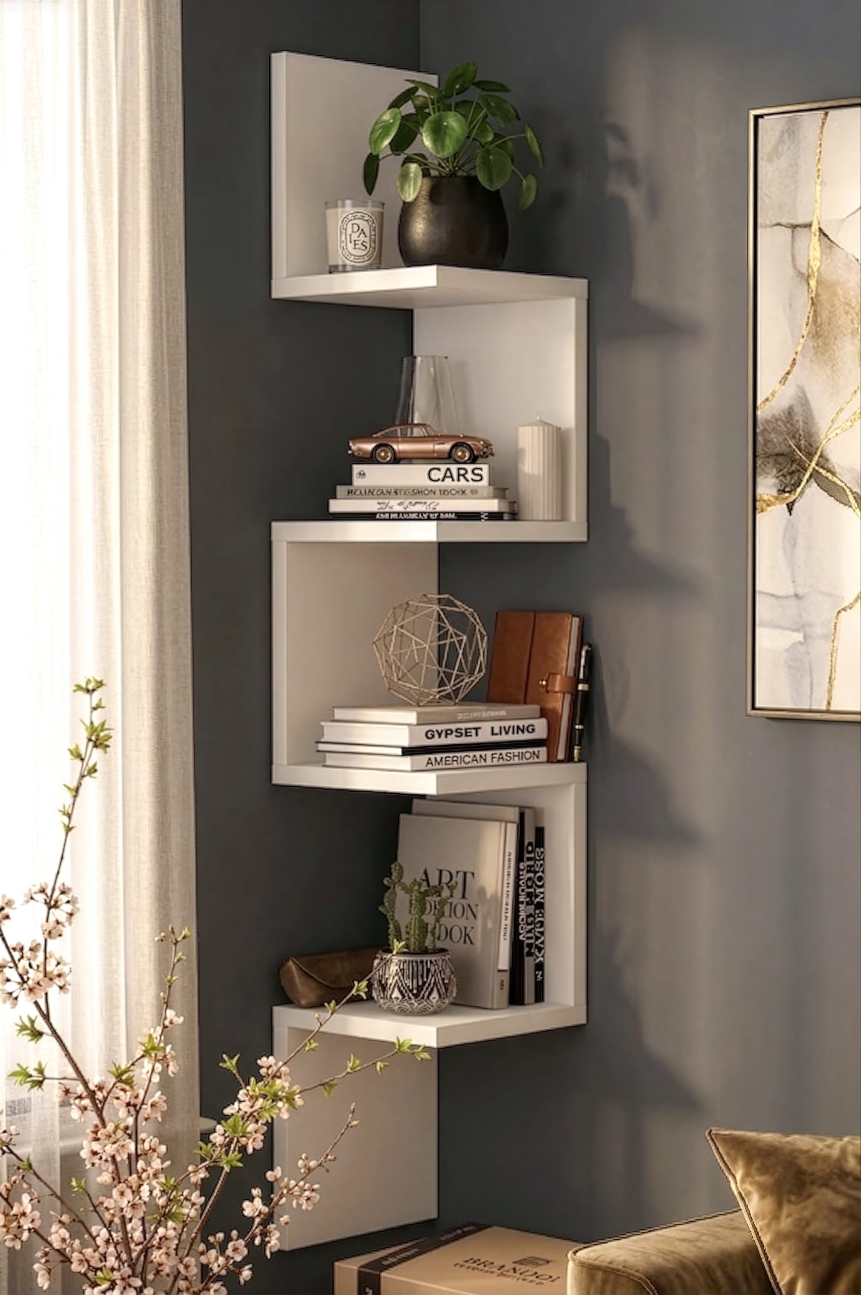 Shelf R9 Modern Duvar Rafı Kitaplık WL9-W