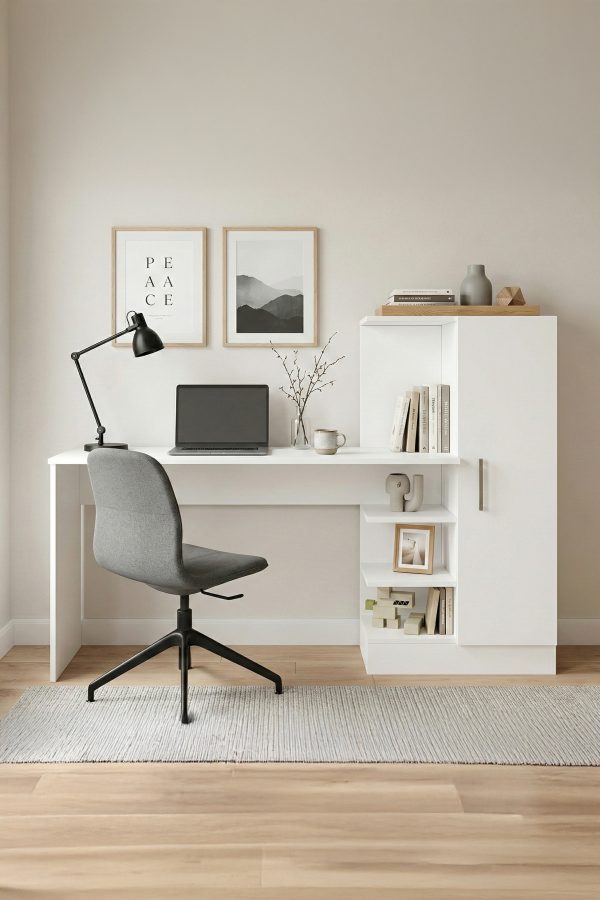 Laura Çalışma Masası Kitaplık Raf Beyaz CT2-W