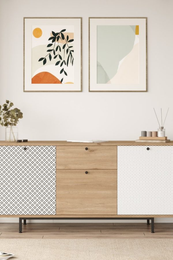 Crea Konsol 3 Kapaklı Çekmeceli Metal Ayaklı Uv Baskı 160cm Sepet-Beyaz CA4-SWU