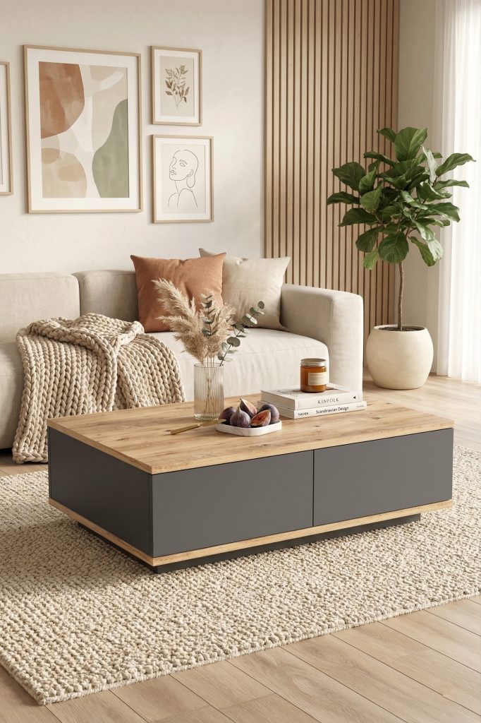 Future Orta Sehpa 2 Kapaklı Çam-Antrasit FR14-AA