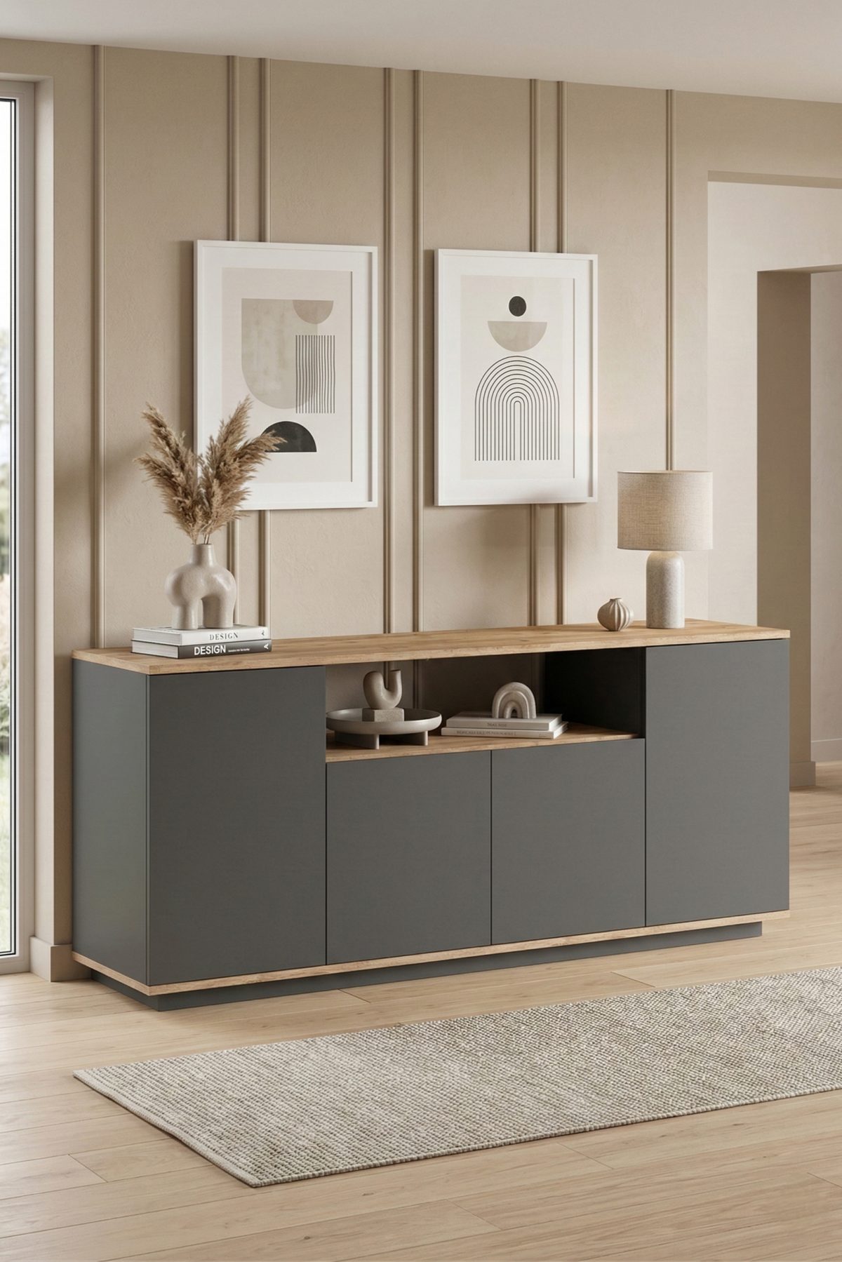 Future Konsol 4 Kapaklı Raflı 180cm Çam-Antrasit FR15-AA Future Konsol 4 Kapaklı Raflı 180cm Çam-Antrasit FR15-AA