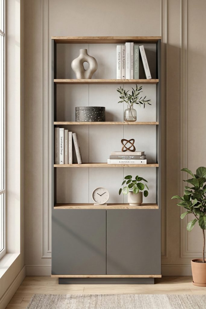 Future Kitaplık Raf 2 Kapaklı Raflı 168cm Çam-Antrasit FR16-AA