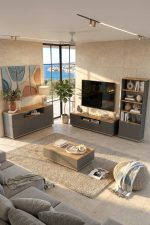 Future Tv Ünitesi Orta Sehpa Konsol Kitaplık 4'Lü Set Çam-Antrasit FR19-AA